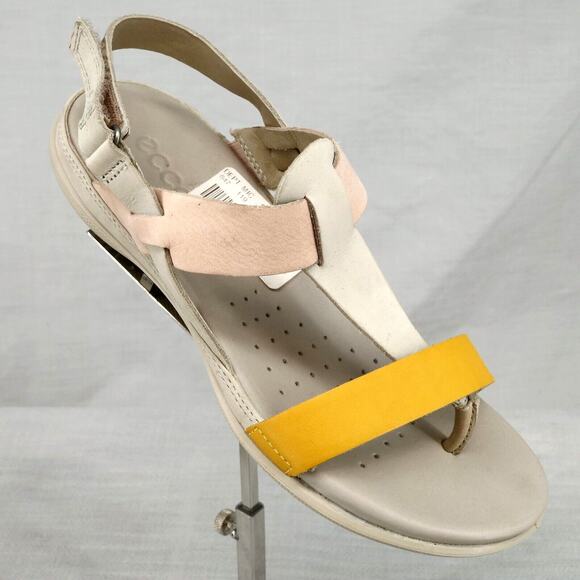 Ecco Sandals Womens 5 US 36 EU Ivory Orange Leather Hook Loop Shoes Comfort - Picture 15 of 16